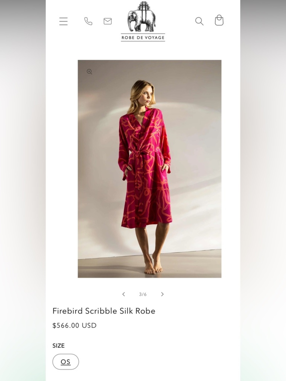 Luxury 100% Silk Ahimsa Robe Kimono Pink Scribble Resort Robe De Voyage NWOT - Picture 9 of 11